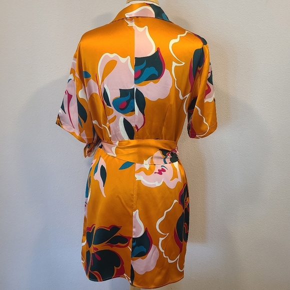 Reformation Luxe Electra Orange Silk Wrap Dress - Picture 8 of 10